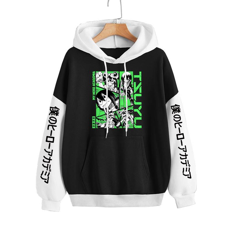 Аниме Harajuku My Hero Academia Asui Tsuyu толстовки осень зима толстовки с длинными рукавами с принтом оверсайз для женщин и мужчин уличная толстовка S чёрный
