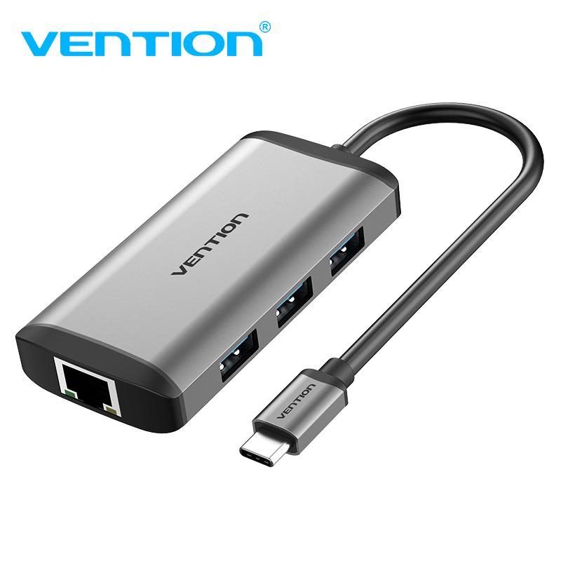Vention Type-c HUB USB C HUB к USB 3.0 Thunderbolt 3 HDMI RJ45 для MacBook Pro Samsung Galaxy S9 Адаптер серый