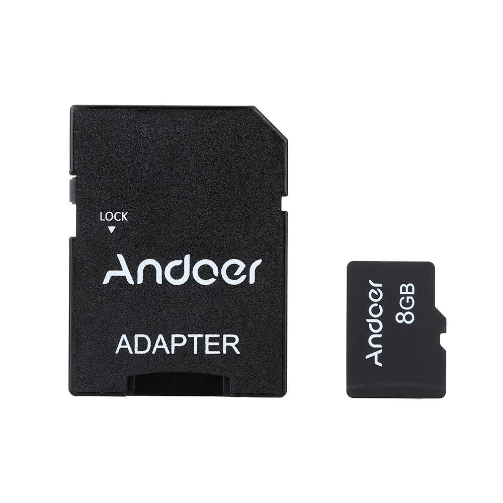 Карта памяти Andoer 8 ГБ класса 10, TF-карта + адаптер TF-карты для камеры, автомобильной камеры, сотового телефона, настольного ПК 2 чёрный
