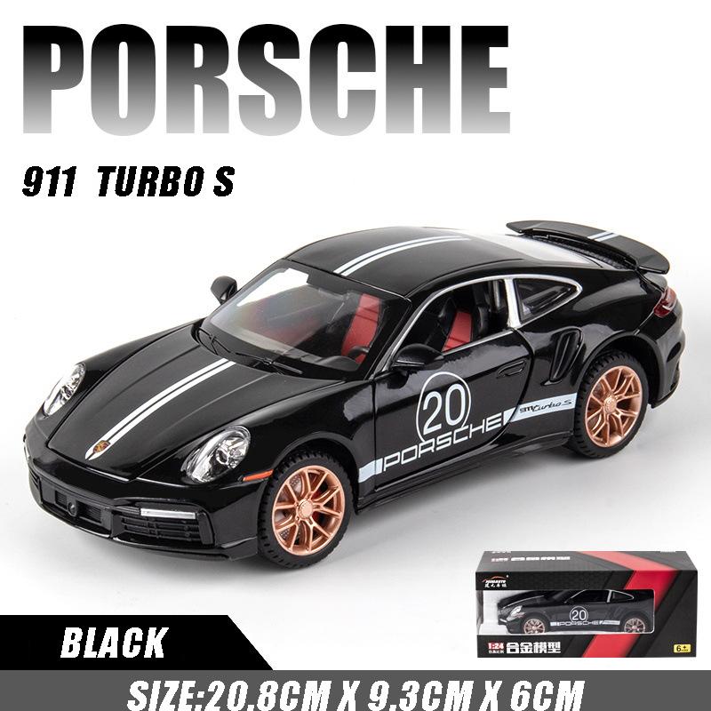 1:24 масштаба 911 Turbos, металлический спортивный автомобиль, модель из сплава, литой автомобиль и игрушечный автомобиль, имитация звука и света, коллекция, детский подарок 1/24-21x9x6cm синий