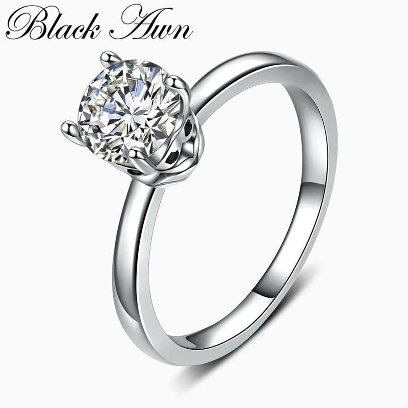 Классические обручальные кольца для женщин BLACK AWN, черные украшения 7