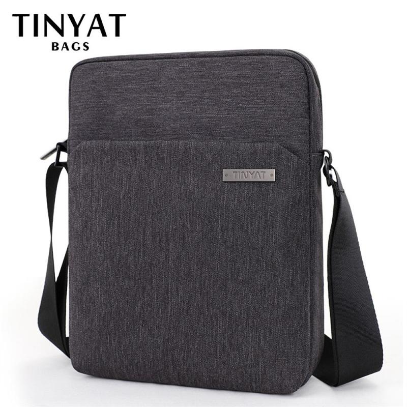 TINYAT Мужские сумки на плечо Холщовые сумки для мужчин 9,7-дюймовая повседневная водонепроницаемая школьная сумка через плечо Деловая мужская сумка через плечо Серая мужская 28x21.5x5cm серый
