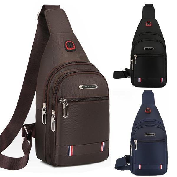 Tide Canvas Повседневный спортивный небольшой рюкзак из ткани Оксфорд Сумка через плечо Нагрудная сумка коричневый