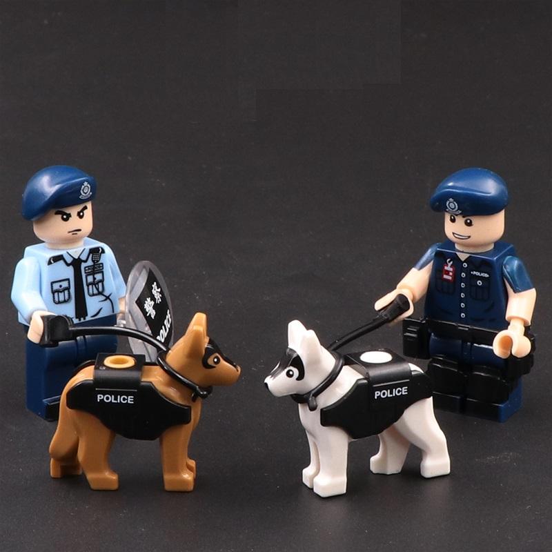 5 шт., полицейская собака, спецназ, MOC, животное, военное оружие, фигурки, детали, блоки, сборка, модель, строительные наборы, игрушки 5PCS белый