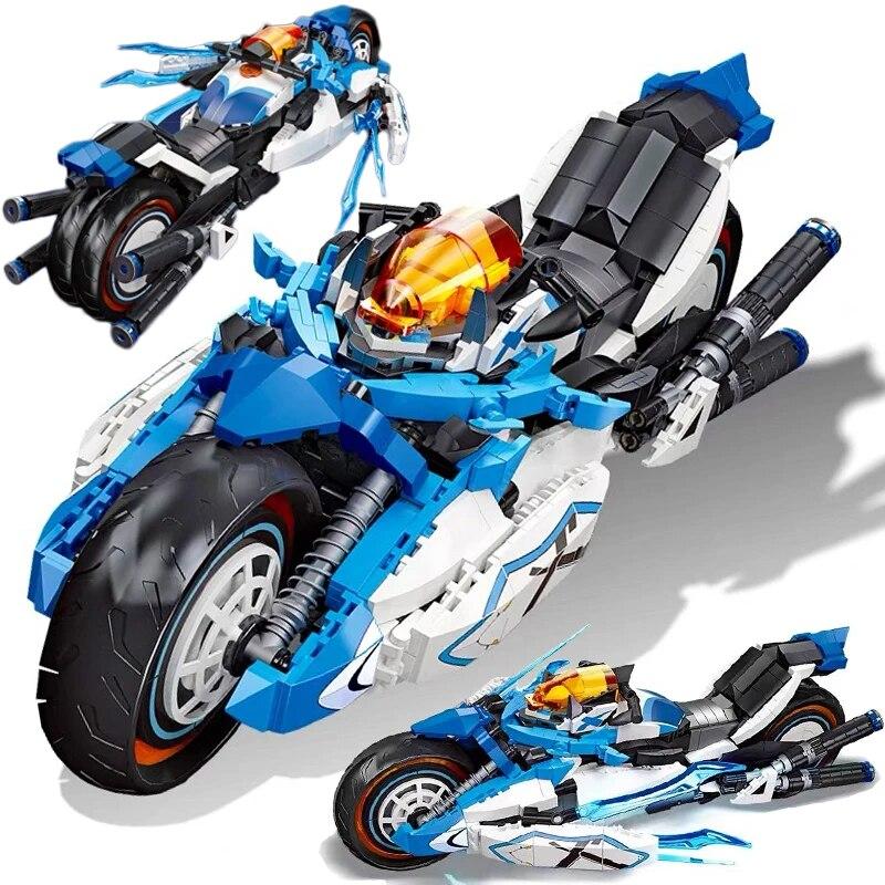 Технический MOC Speed ​​Racing Future Мотоцикл Строительные блоки Городской мотоцикл Локомотив Модульные кирпичи Модель игрушки для детей No Box