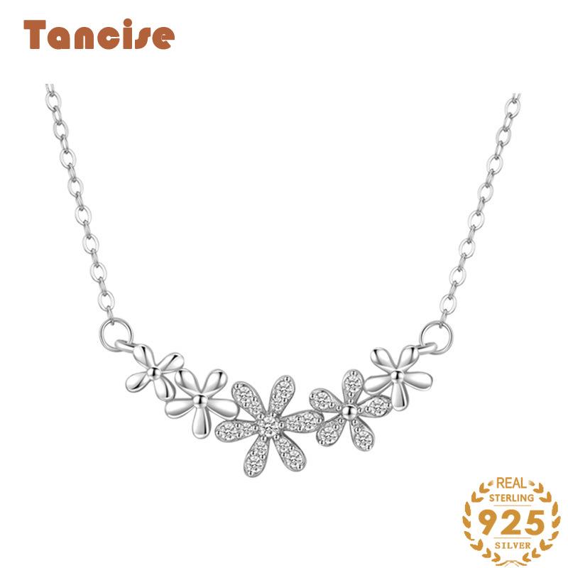 Ожерелье Tancision S925 из стерлингового серебра, женская корейская версия, простая подвеска в виде милой маленькой ромашки, цепочка на шею, цепочка на ключицу серебряный
