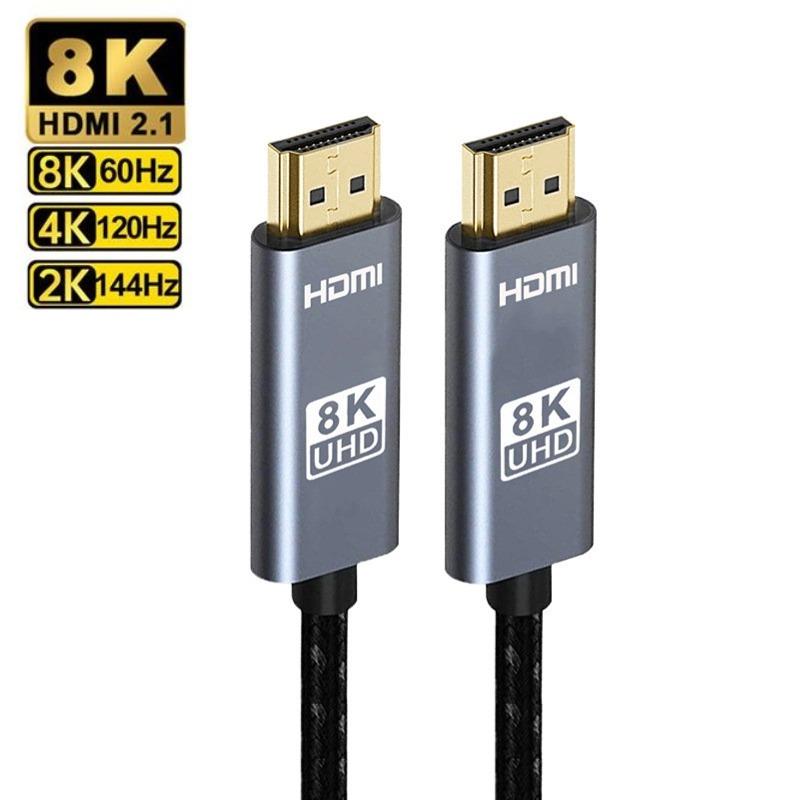 Кабель HDMI HMDI 2.1 8K 60 Гц 4K 120 Гц тканый кабель 48 Гбит/с HDTV-сплиттер-переключатель видео-аудиокабель для ноутбука, телевизора, монитора проектора серии Xbox 1m