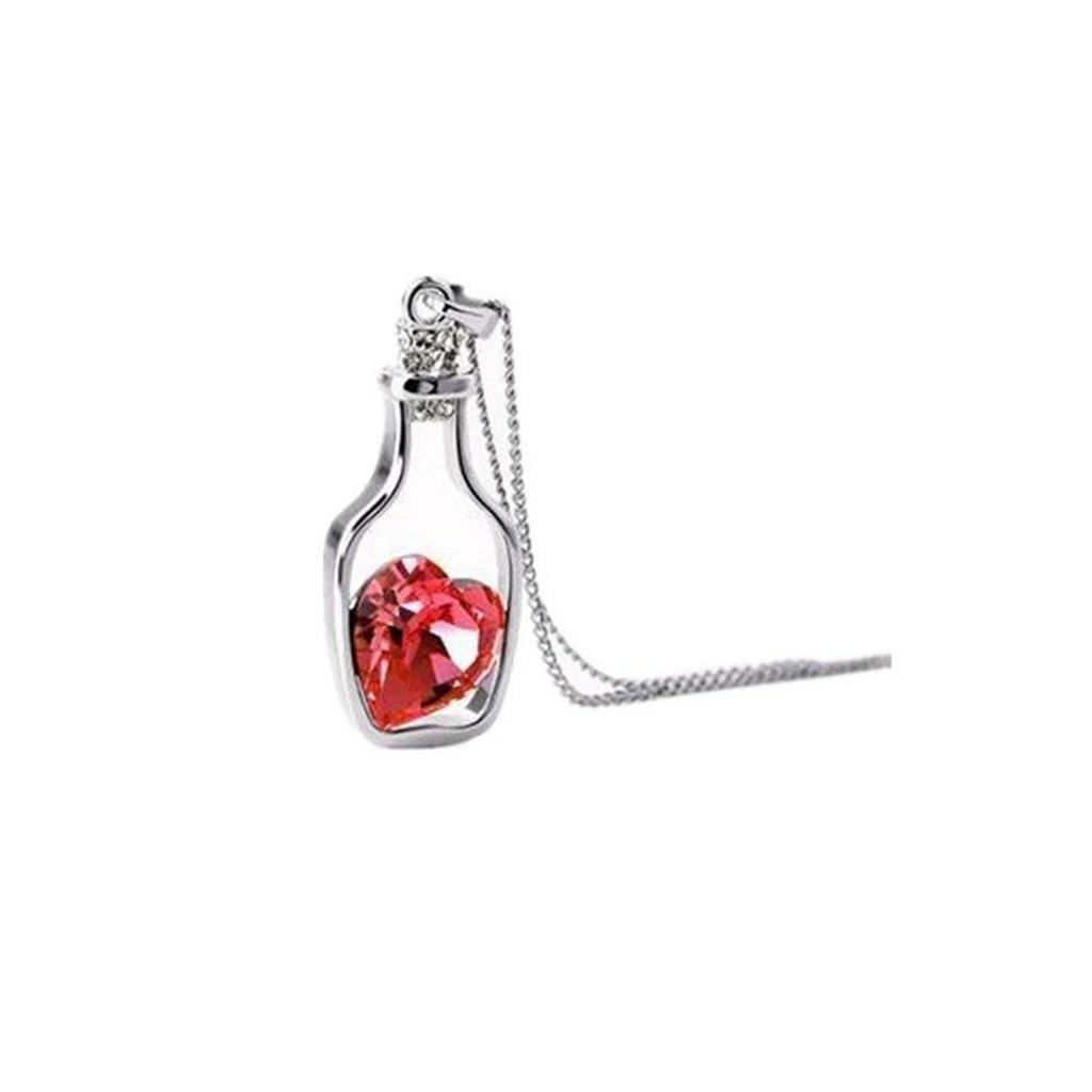 (SU)Женская мода Популярное ожерелье с кристаллами Love Drift Bottles Hot One size красный