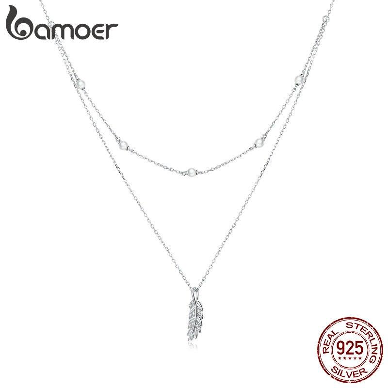 BAMOER 925 пробы посеребренное платиновое блестящее ожерелье с подвеской в ​​виде колосьев пшеницы для женщин, цепочки и ожерелья