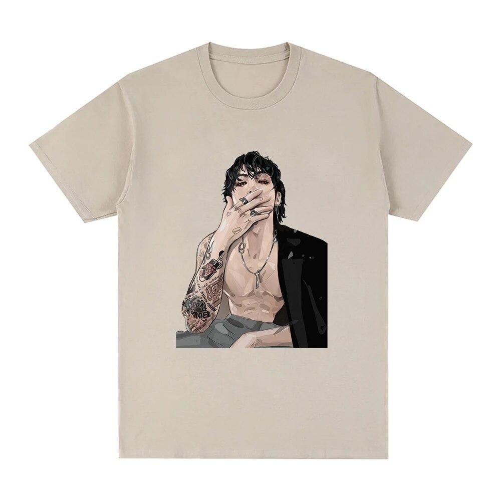 Футболка JungKook Seven унисекс Harajuku с эстетической графикой, крутая футболка унисекс, высококачественные хлопковые футболки большого размера, корейская одежда 2XL