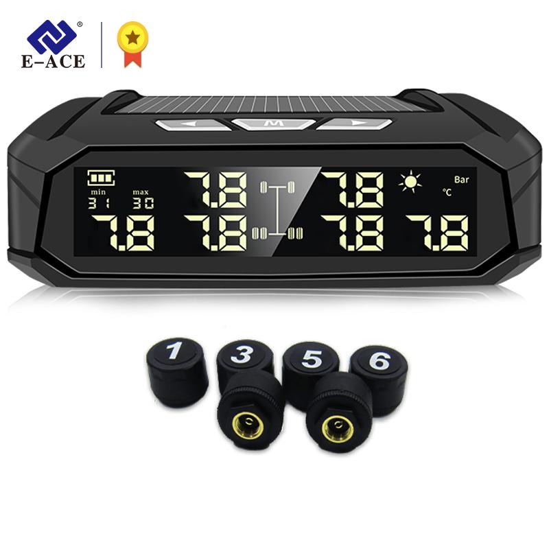   Joom E-ACE Автомобильная TPMS Система контроля давления в шинах Автоматический дисплей Мониторинг сигналов тревоги USB-зарядка Оповещение о температуре с 6 датчиками K10-external Sensors