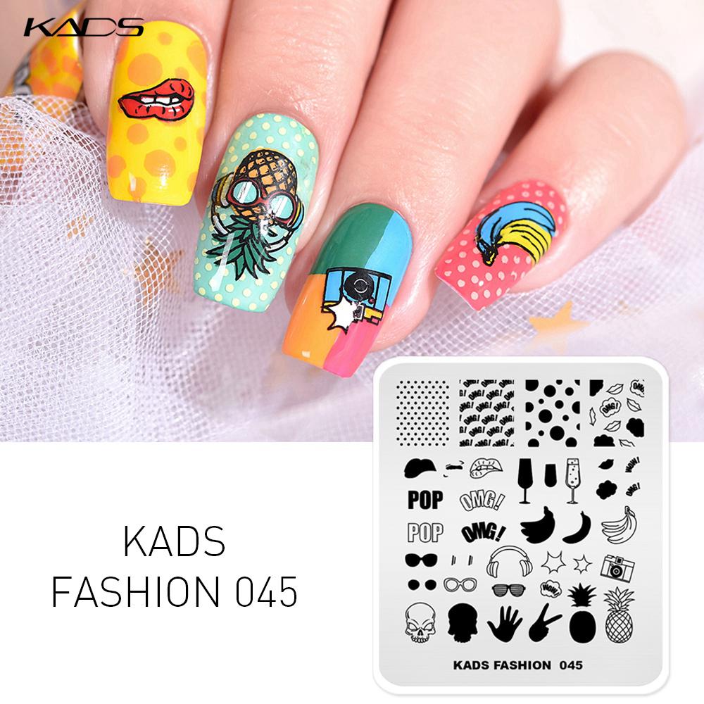 KADS Fashion 045 штамповочная пластина с фруктами и губами, трафарет с мультяшным узором для лака, шаблон для штамповки ногтей, инструмент для украшения ногтей