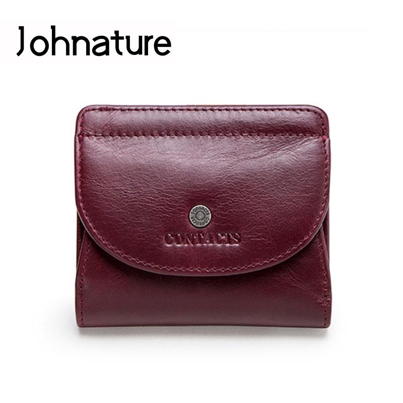  Joom Johnature натуральная кожа, повседневные однотонные короткие мини-кошельки, универсальный кошелек для монет, женский кошелек с несколькими картами чёрный