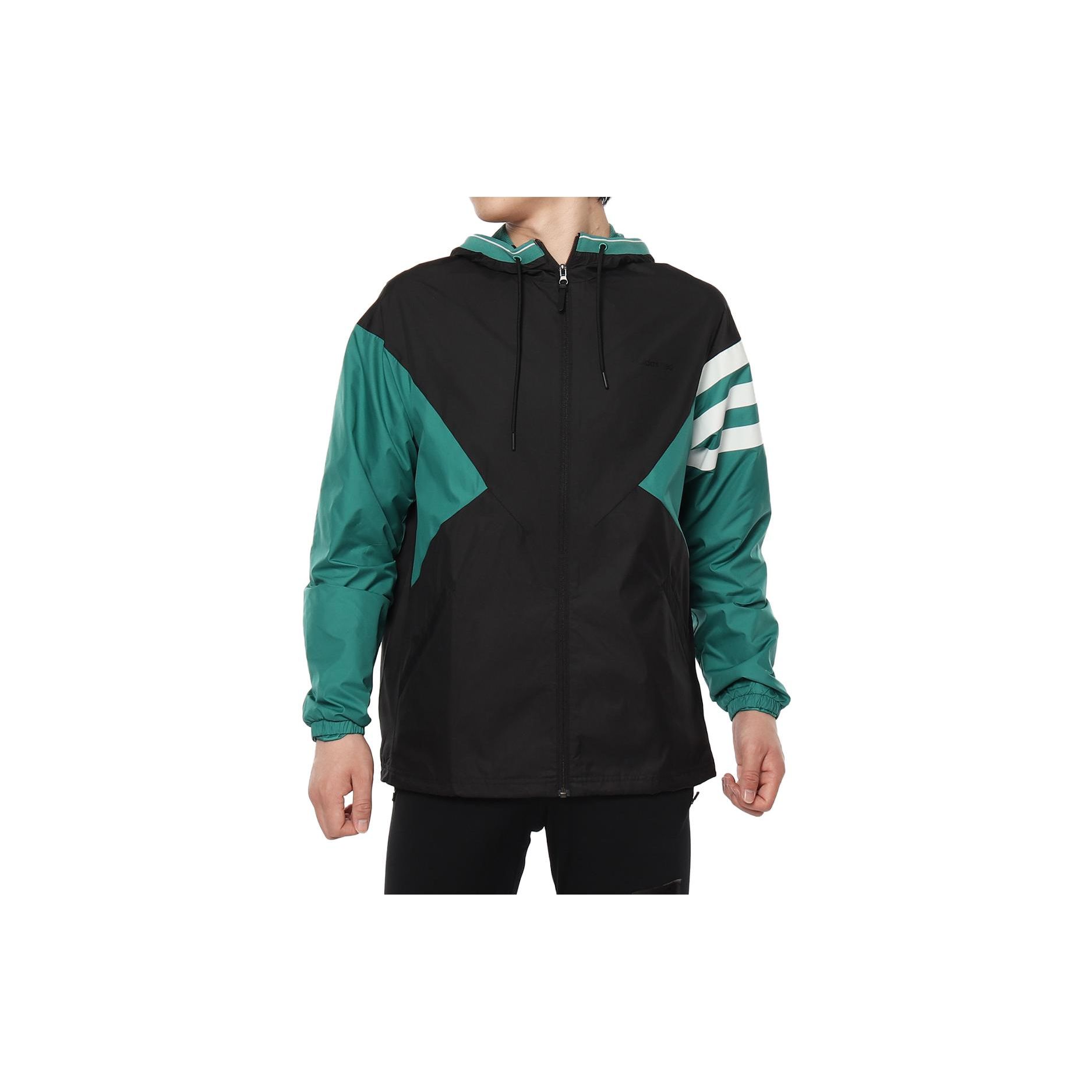 Adidas Color Block Zip-Up Спортивная куртка Мужская Верхняя одежда Черный Зеленый DW8098 S