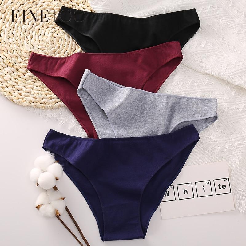 FINETOO M-2XL женское хлопковое нижнее белье 3 шт./компл. удобные трусики женские большие размеры трусы однотонные трусы женское белье XXL