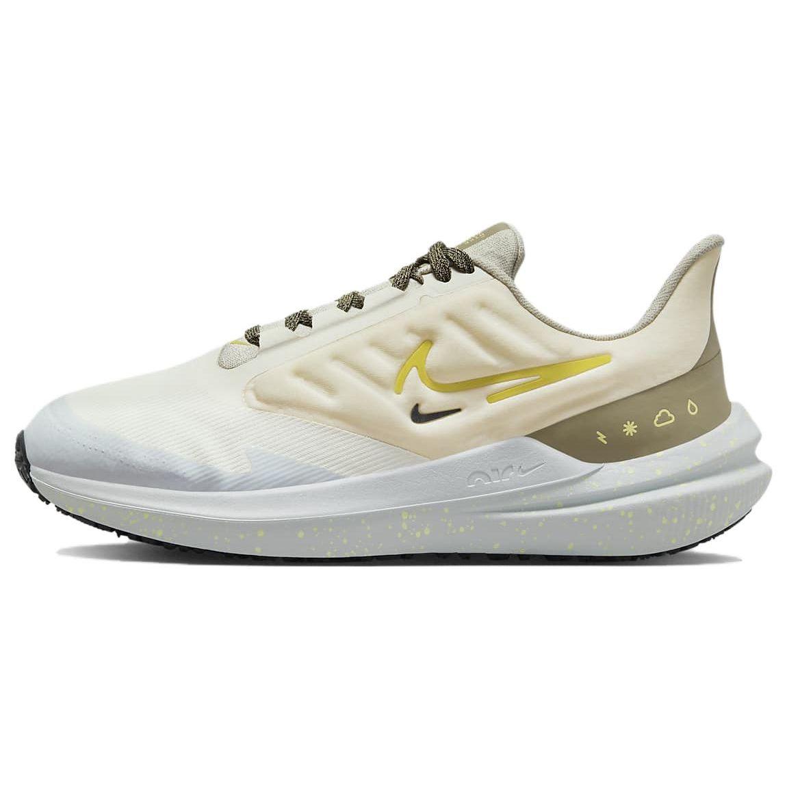 Nike Air Winflo 9 Shield Pale Ivory Высоковольтные женские кроссовки кремовые нейтрально-оливковые цвета морского стекла DM1104-100 36
