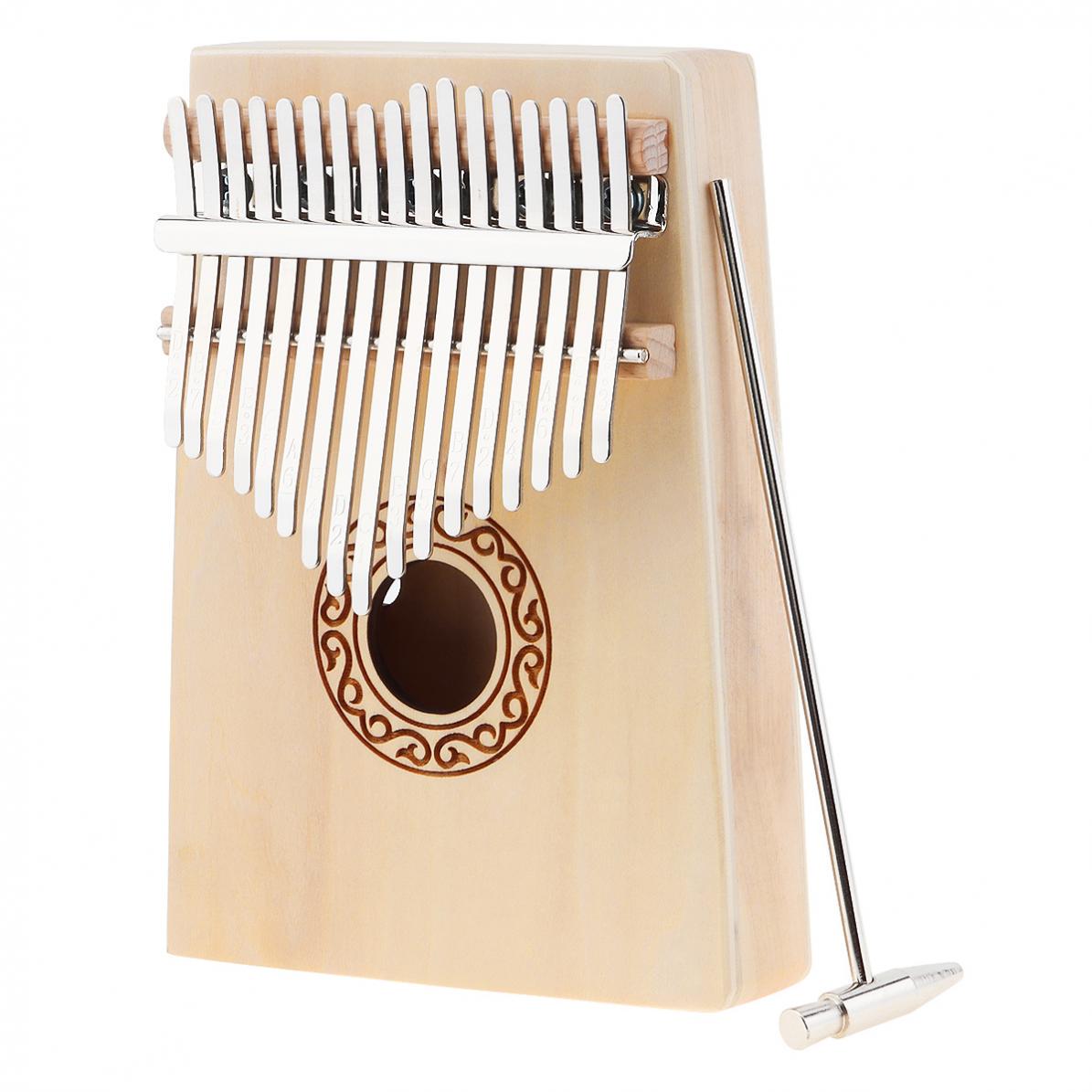 17-клавишное пианино Kalimba Wood Thumb Mbira с мешком для настроечного молотка, чистящая ткань и наклейки Circle