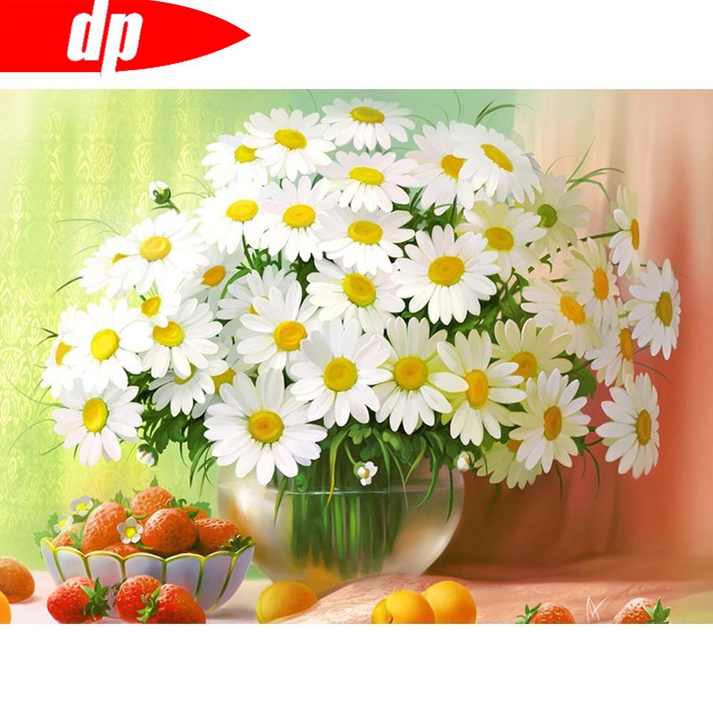 Алмазная мозаика Цветок Дейзи 5D DIY Алмазная картина Вышивка Крестом Стразы 20X30CM