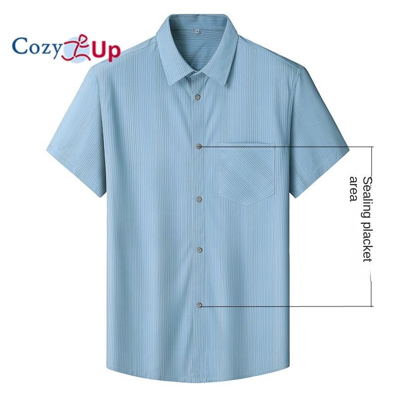 Мужская полосатая бамбуковая рубашка Cozy Up XL-8XL с коротким рукавом, эластичная рубашка с половиной рукава XL синий