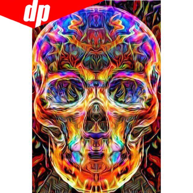 Полный круглый «Красочный череп» DIY Алмазная картина Дрель Картина Алмазная вышивка 20X30