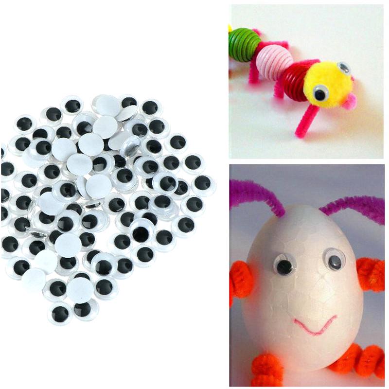 100 шт. 6-15 мм пластиковые покачивающиеся глаза Googly Eyes самоклеящиеся для кукол DIY Детские поделки 6MM