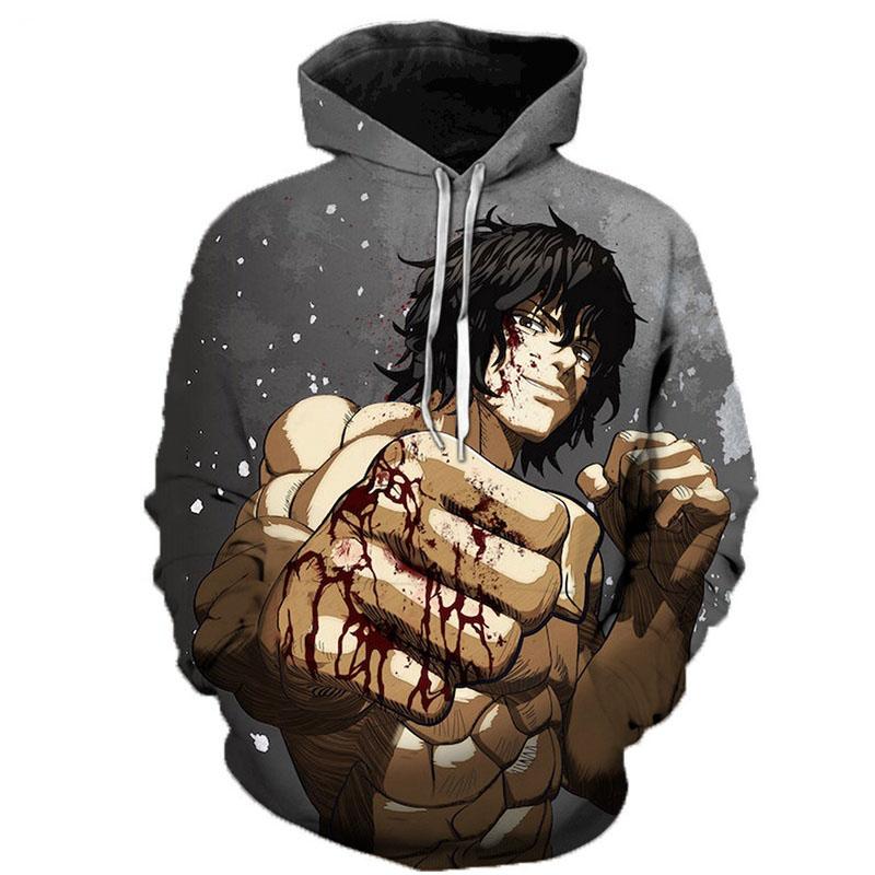 Новые популярные толстовки с 3D принтом Kengan Ashura Season 2, мужские и женские модные повседневные пуловеры большого размера с круглым вырезом S