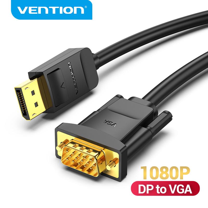 Кабели для компьютера  Joom Vention Displayport-кабель VGA 1080P DP-VGA конвертер между мужчинами для ноутбука, проектора, монитора, порт дисплея к адаптеру VGA 1.5m чёрный