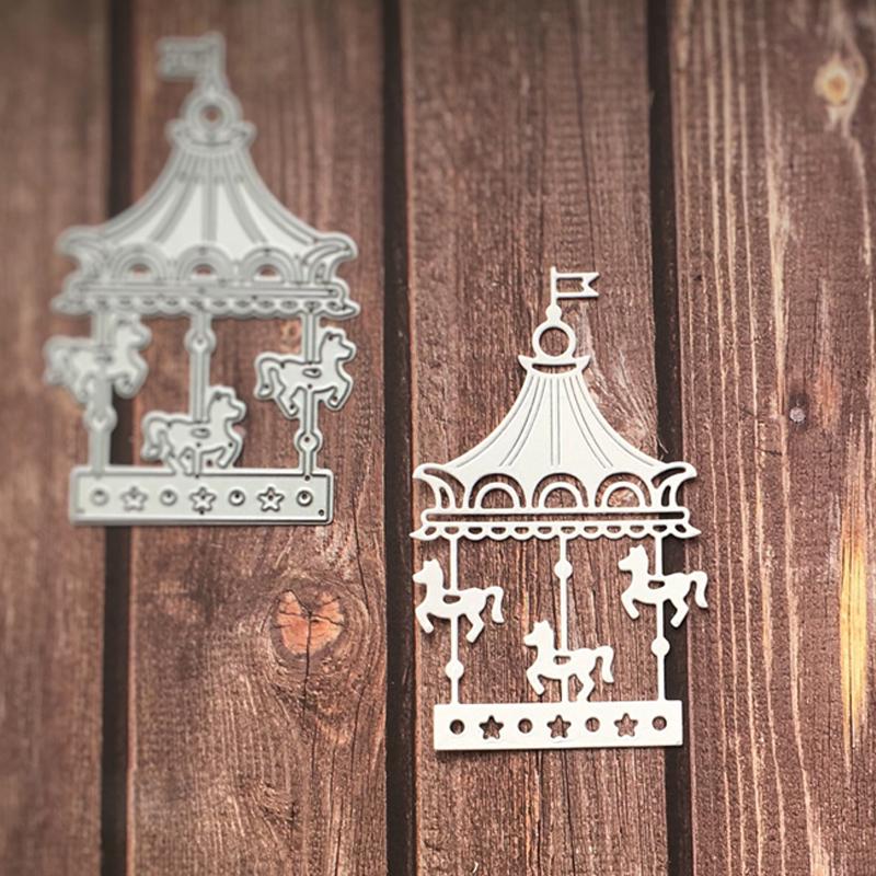 Симпатичные карусельные вертушки для резки металла, трафареты для DIY, скрапбукинга, декоративное тиснение, бумажные карты, ручная работа, высечка 1pcs