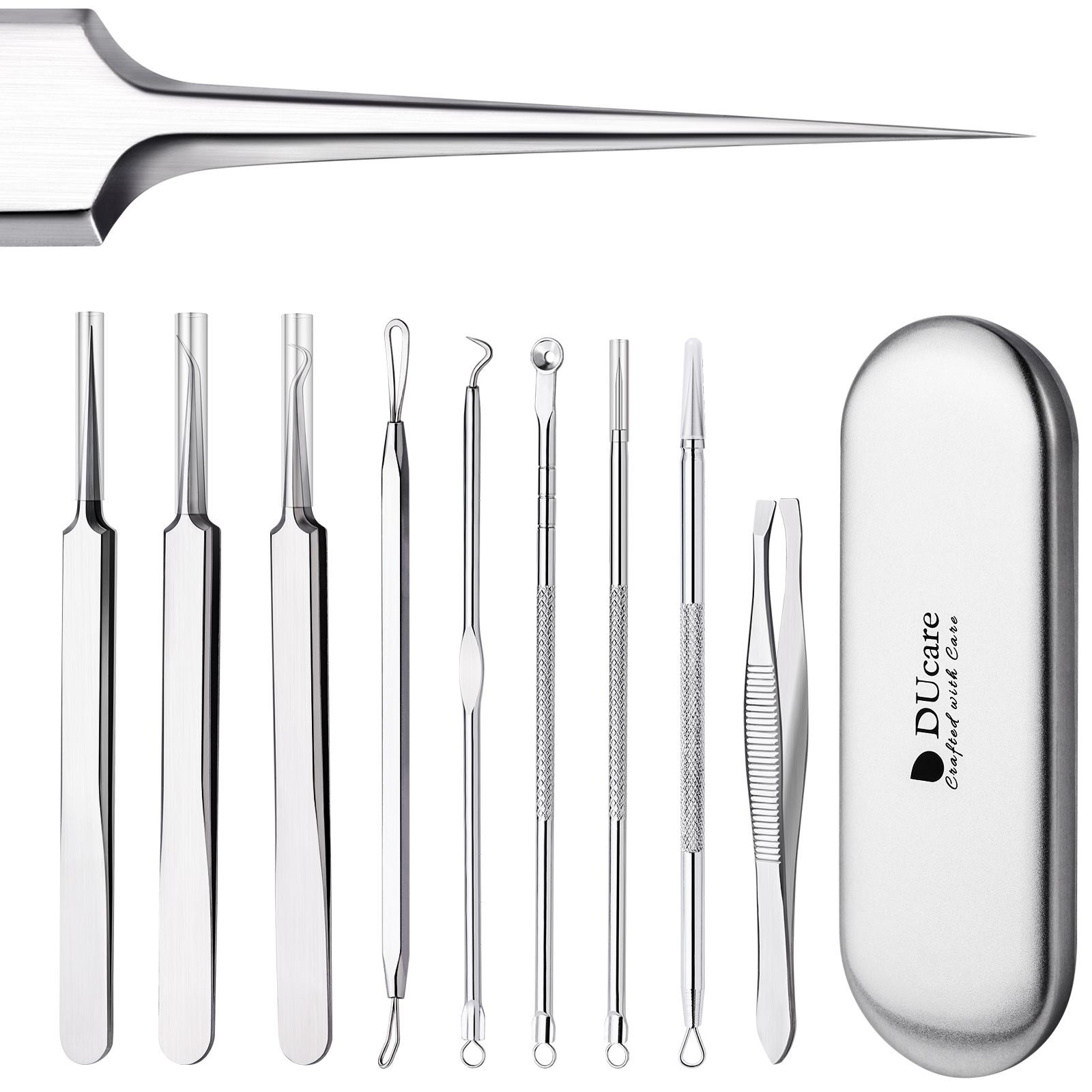Набор косметологических инструментов для чистки пор 4шт 4pcs Makeup Tool Kit серебряный