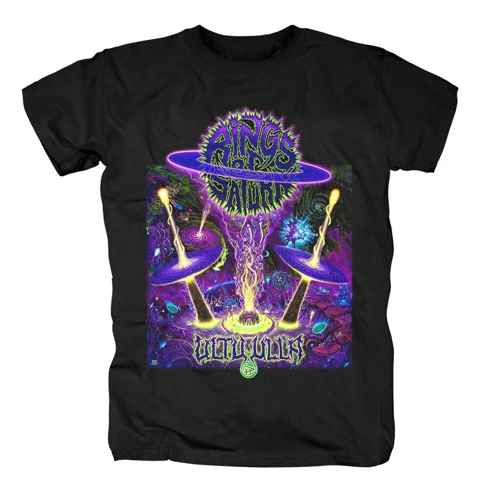 Футболка Heavy Metal RINGS OF SATURN Rock Band Space Slam с забавным принтом пришельцев в стиле Харадзюку, уличная одежда в стиле хип-хоп, хлопковая футболка большого размера, топ L