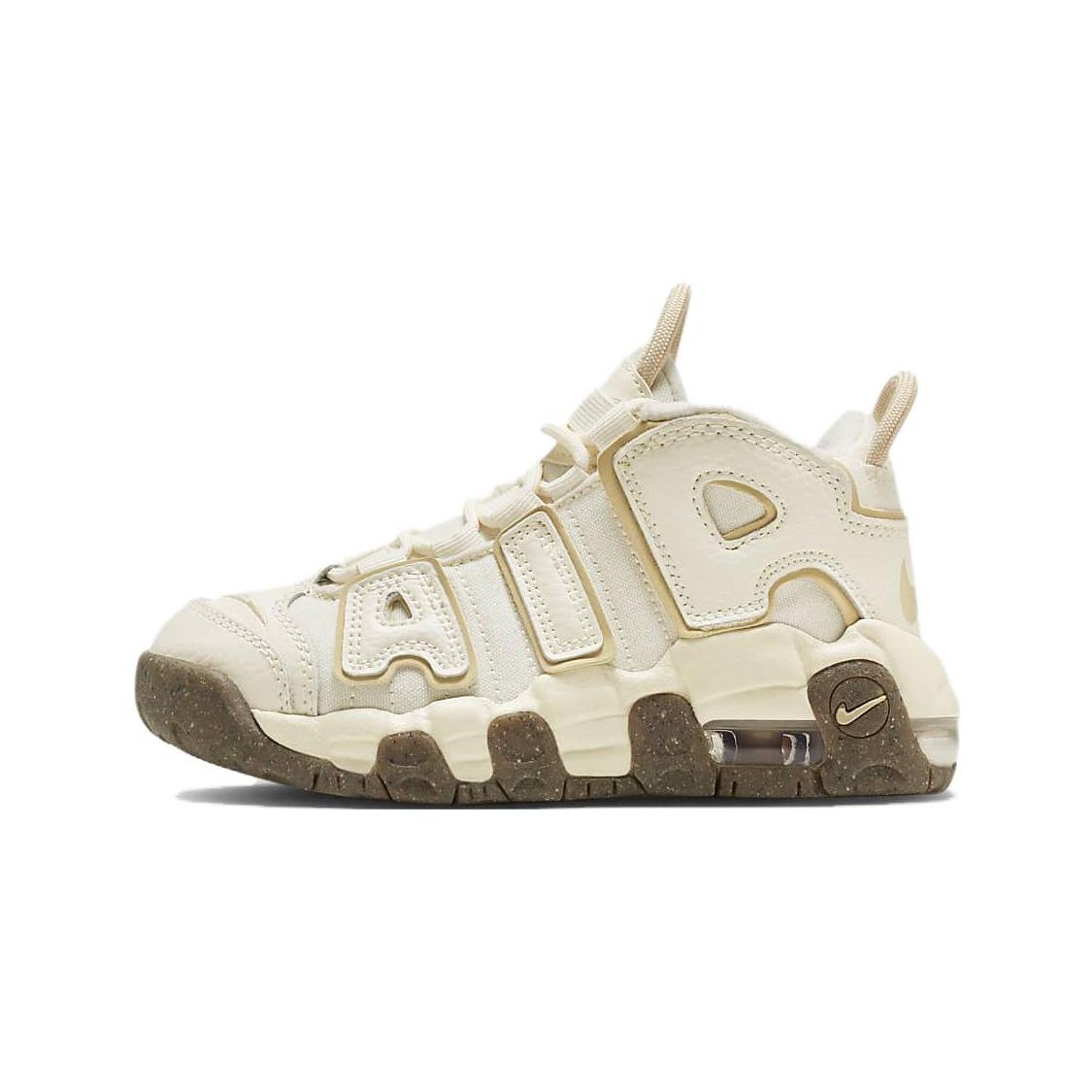 Детские кроссовки Nike Air More Uptempo PS Coconut Milk Team Gold кремово-темно-коричневые DX1940-100 28
