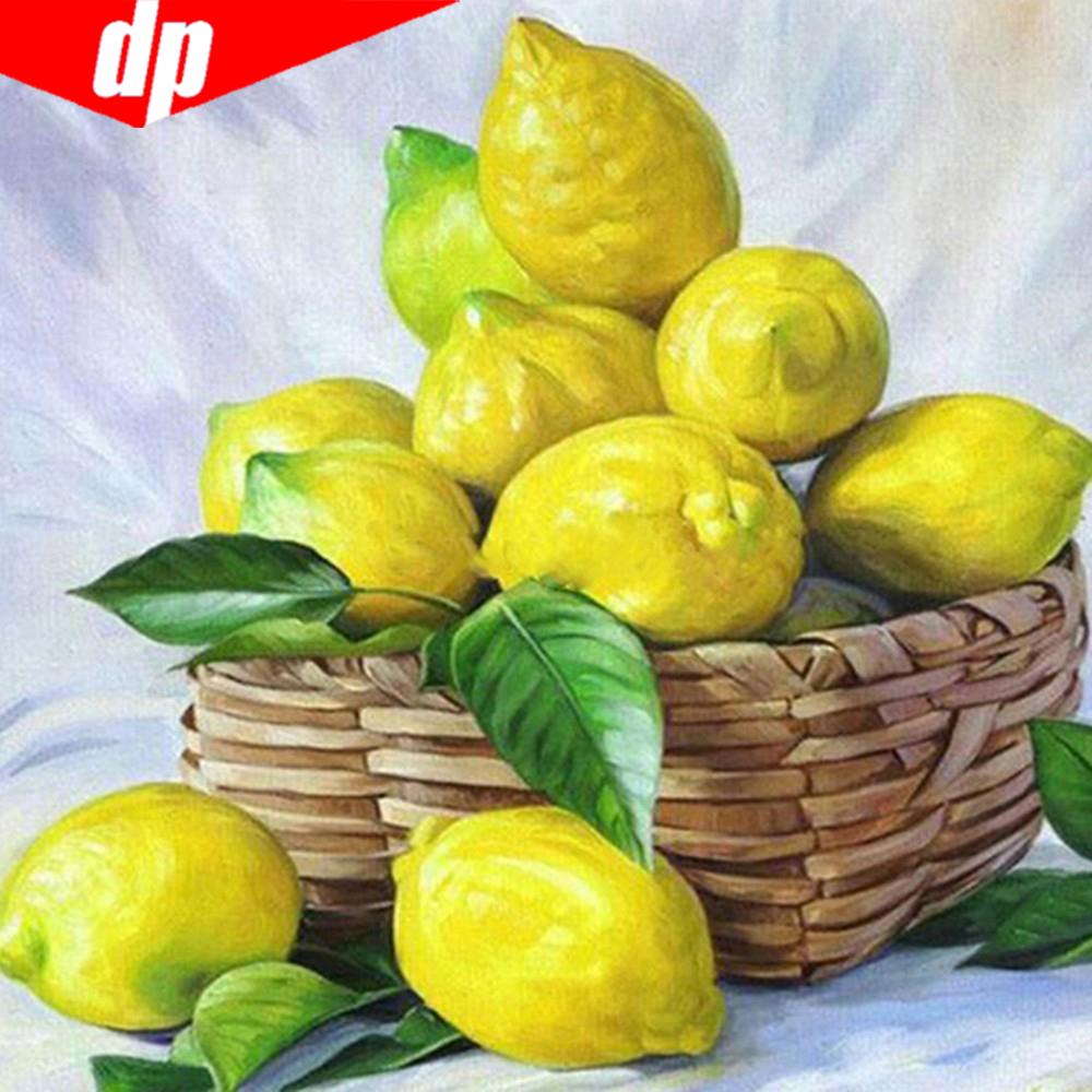 Алмазная картина Полный круглый фруктовый лимон Алмазная вышивка Крестом Алмазная вышивка 30x30CM