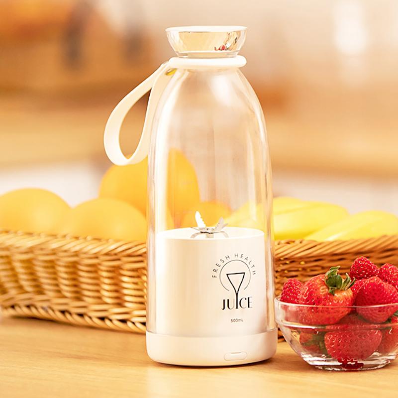  Бутылка для свежего сока Blender Plus 500 мл блендер беспроводной миксер для фруктов 6 лезвий 2400 мАч еда молочный коктейль смузи чашка для измельчения льда белый