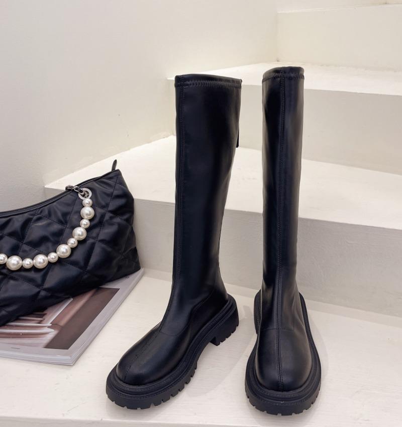 Большие ботфорты с полярным форро для женщин, zapatos de Caballero de otoño e invierno, nuevas, finas, europeas y americanas, размеры 42 35 чёрный