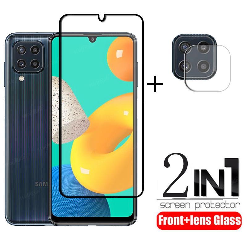 2в1 закаленное стекло + защитная пленка для объектива камеры для Samsung Galaxy A32 5G A52 A72 A12 A22 M12 M22 M32 M21 M31 A02 A02S M02 M02S защитное стекло Samsung A12 / M12 чёрный