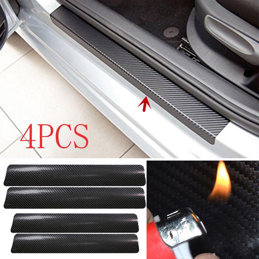 4Pcs/Set 3D Carbon Fiber Car Door Sticker Sill Scuff Cover Anti-Scratch Film Car Protected Stickers чёрный