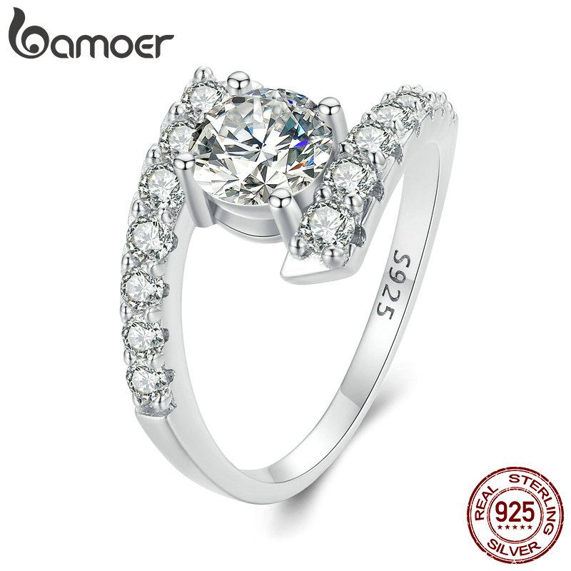   Joom BAMOER Стерлингового Серебра 925 пробы D Цвет VVS1 EX 1,0 CT Кольцо с Муассанитом Изысканное лабораторное кольцо с бриллиантом для женщин Обручальные свадебные украшения 6