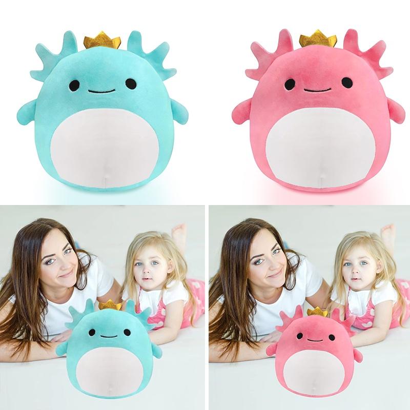 20 см Squishmallow Корона аксолотль мягкие игрушки милые мягкие плюшевые куклы подушка для детей на день рождения розовый