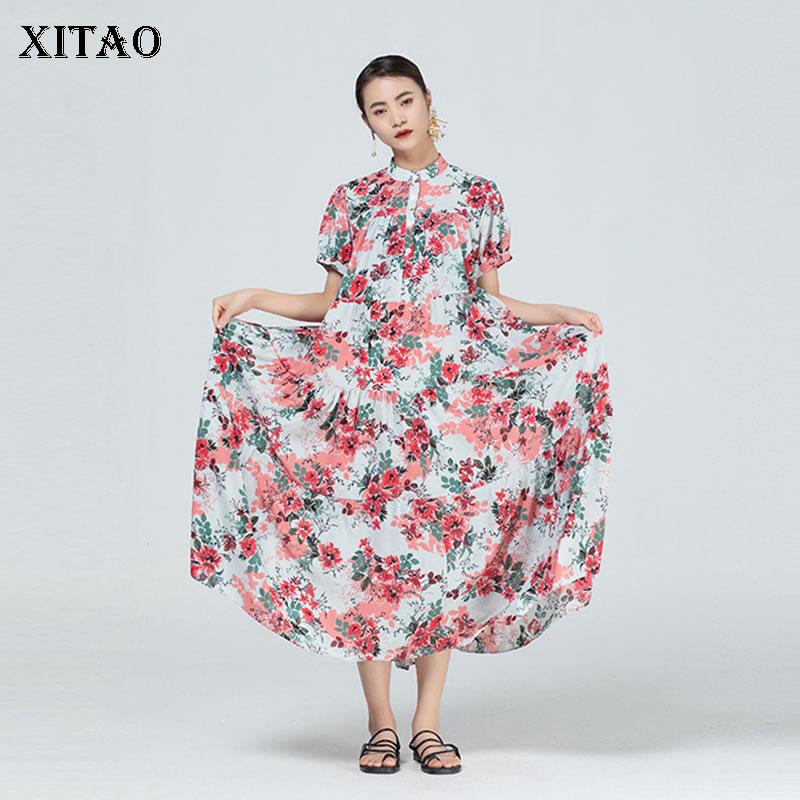 Шифоновое платье большого размера XITAO CLL1326 One Size синий