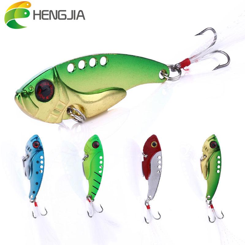 HENGJIA металлическая приманка с вибрацией, 4 цвета, рыболовные снасти, 8 # рыболовные крючки с пером 1pc серебряный/красный