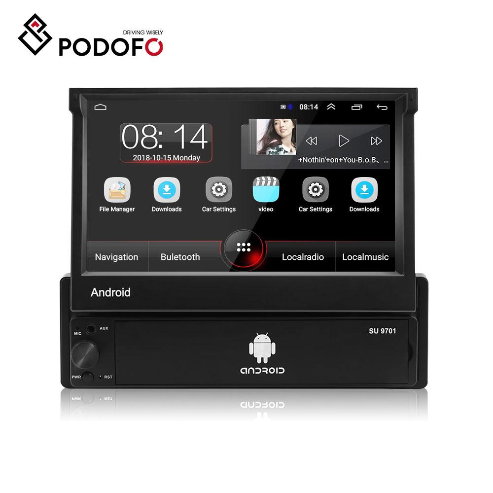   Joom Podofo Android Авторадио Авторадио 1 Din 7  Сенсорный экран Автомобильный MP5-плеер GPS Wi-Fi Авто FM Камера заднего вида only car player чёрный