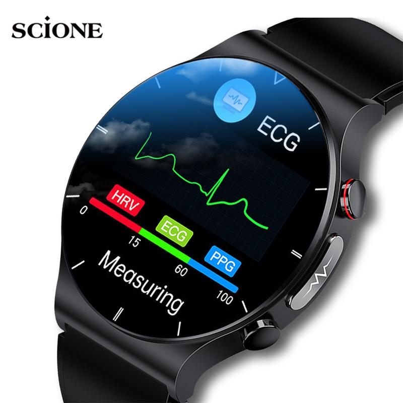 1,32-дюймовый ЭКГ для мужчин AI Smart Watch Health Smartwatch Ip68 Водонепроницаемый беспроводной зарядный монитор кислорода в крови для Android IOS Спортивные фитнес-умные часы