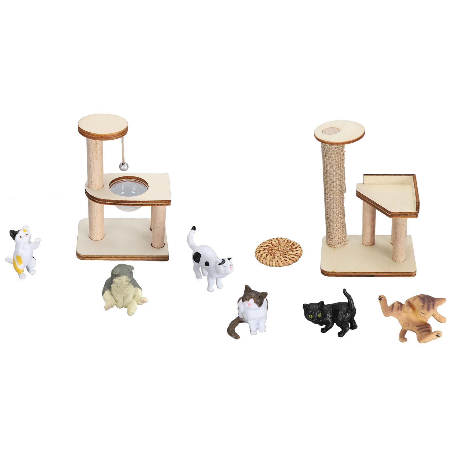 Игровой набор с фигурками кошек Миниатюрная лазалка для кошек Сборка моделей кошек Очаровательное дерево для кошек Взаимодействие Transparent Cover Type
