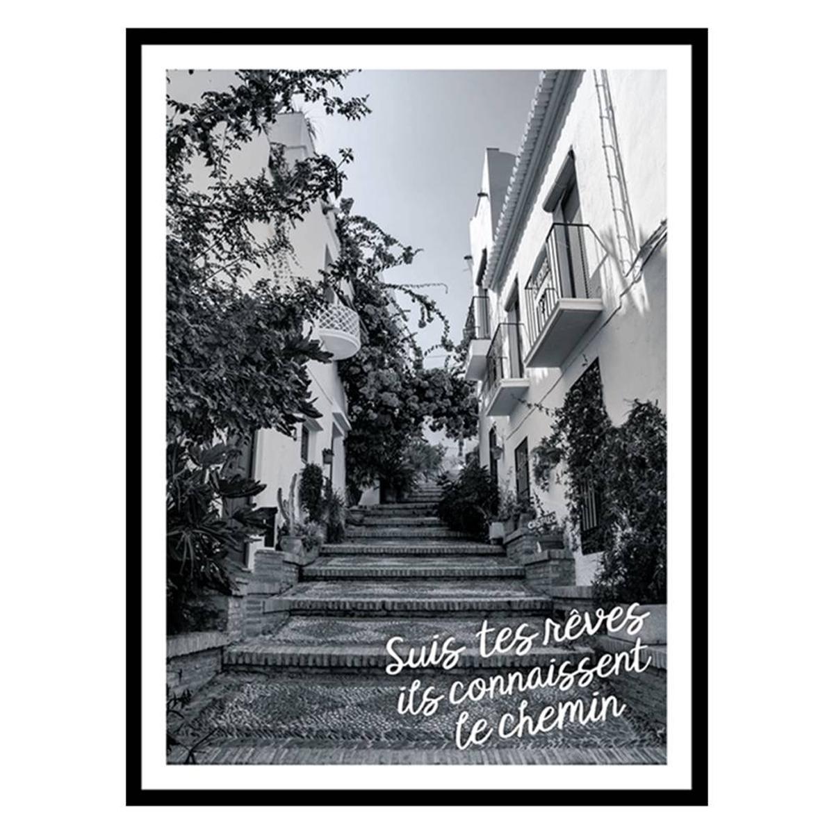 Les Trésors De Lily [Q7684] - Черно-белый холст  Цитаты  (следуйте за своими мечтами, они знают путь) - 40x60 см чёрный