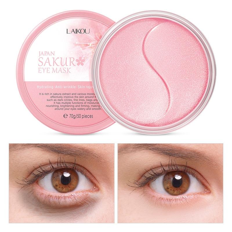 LAIKOU Sakura Essence Коллагеновая маска для глаз Увлажняющий гель патчи для глаз Удаляет темные круги против возрастных мешков Уход за кожей вокруг морщин под глазами 70 г