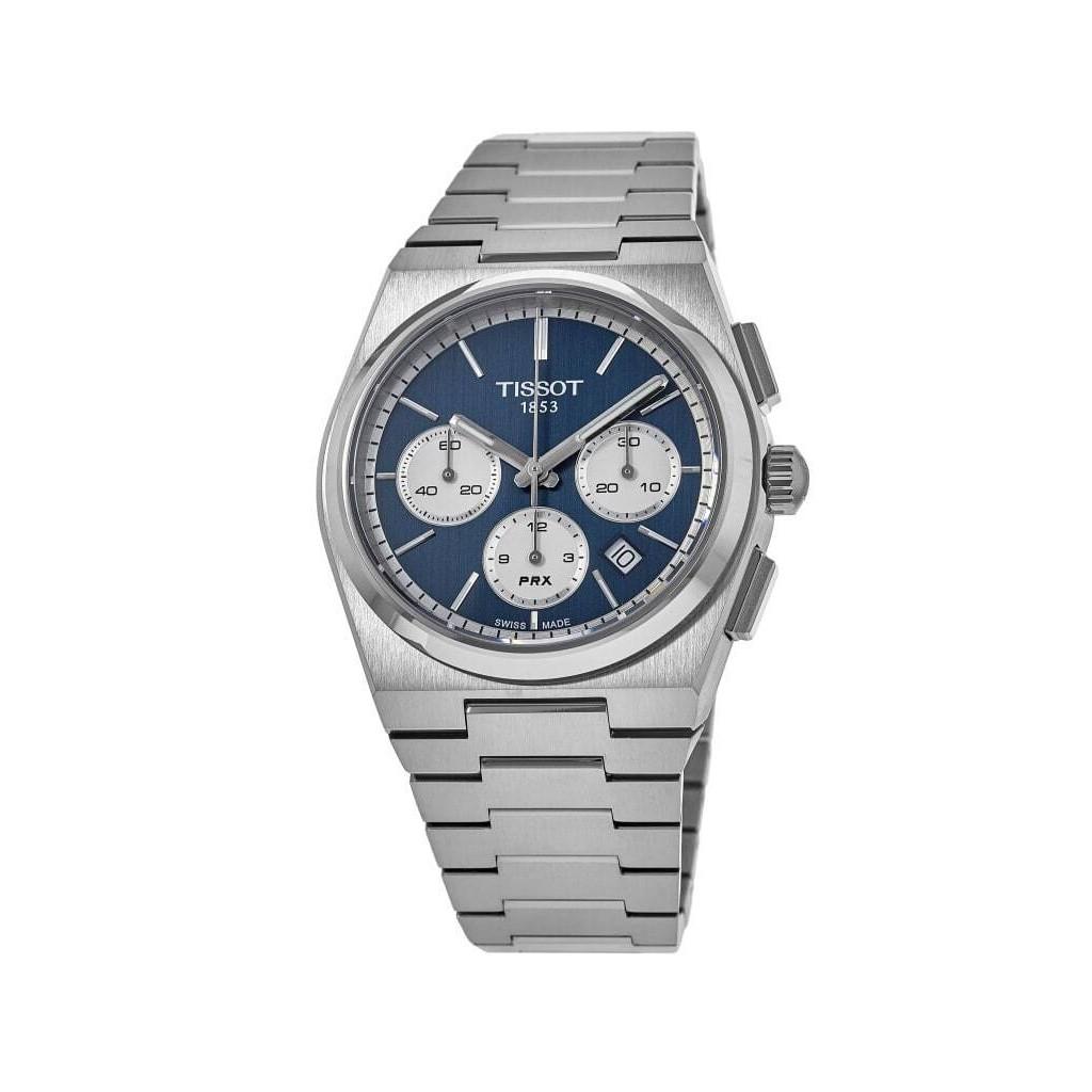 Мужские часы Tissot PRX T-Classic с хронографом с синим циферблатом и автоматическим T137.427.11.041.00 100M синий