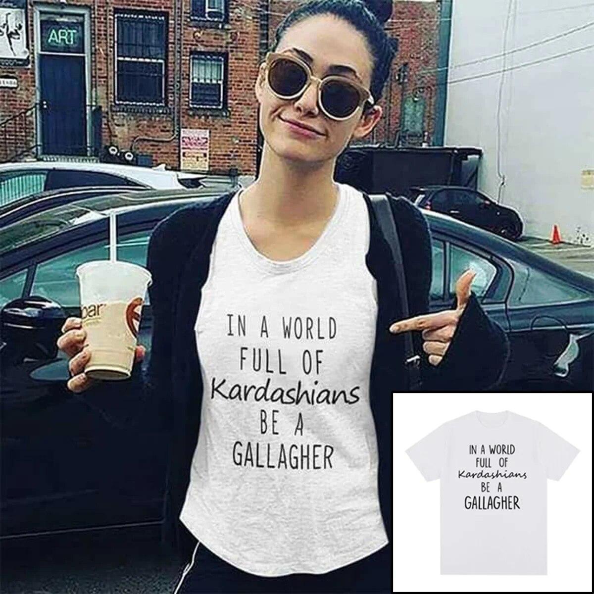 Винтажная футболка SHAMELESS In A World Gallagher Quotes, ТВ-шоу, вдохновленная хлопковая футболка унисекс унисекс, новая футболка, женские топы L
