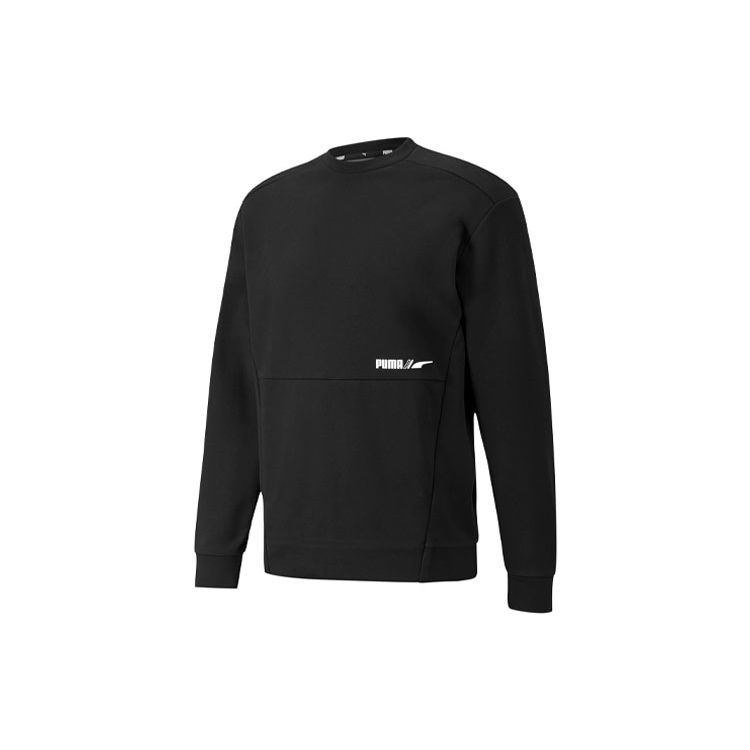 Puma Winterized Crew Logo Спортивный вязаный свитер на флисовой подкладке Мужские топы Черный 846545-01 S