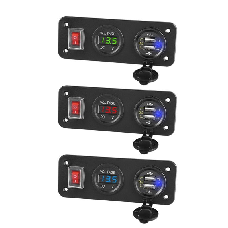  12 В 24 В двойной QC3.0 USB автомобильный разъем для быстрого зарядного устройства Панель светодиодный вольтметр ВКЛ. ВЫКЛ. синий