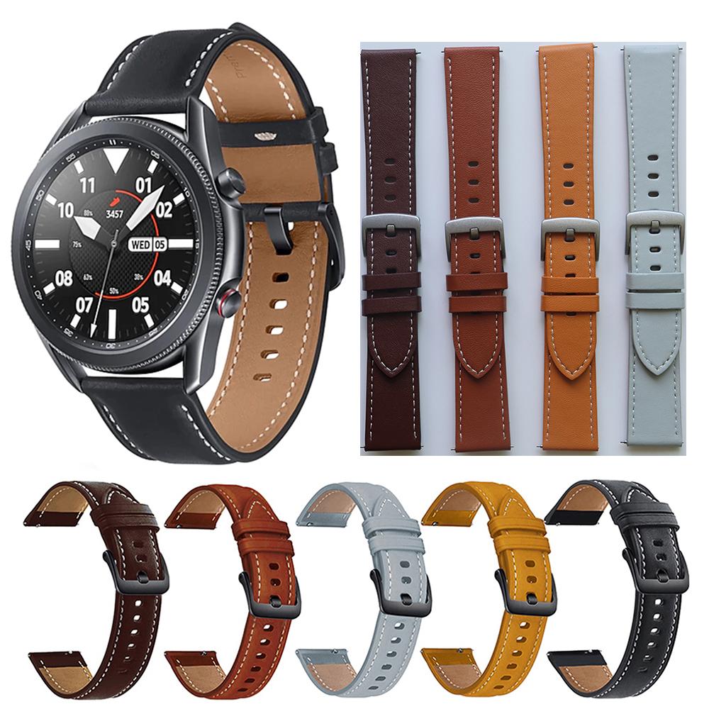 Кожаный ремешок для часов 22 мм для Samsung Galaxy Watch3 45 мм/Galaxy Watch 46 мм, ремешок для умных часов Huami Amazfit GTR 2 2e/GTR 47 мм 22mm чёрный